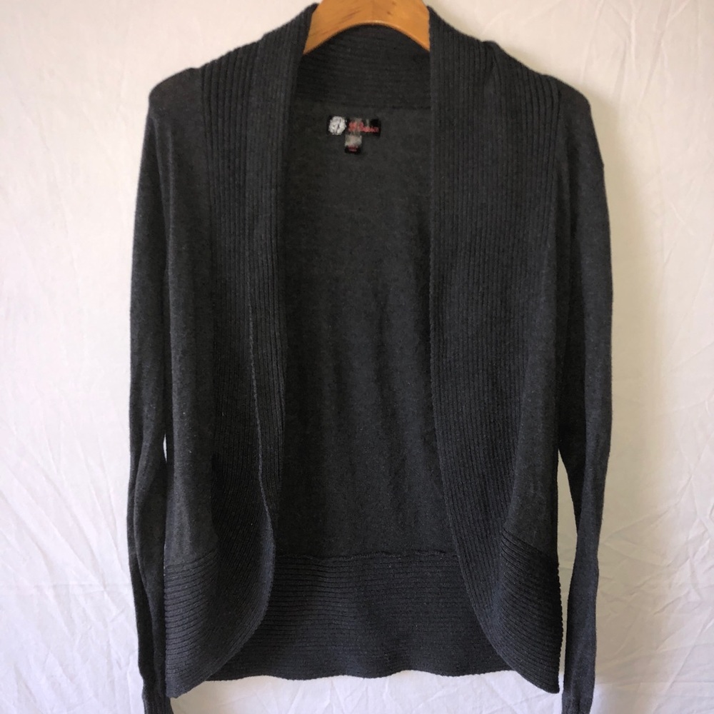 JJ Basics Grey Cardigan with Rounded Back and Neck